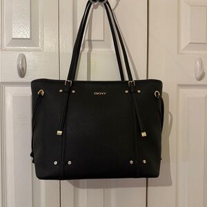 DKNY Brand Black Handbag with Gold Hardware Tote